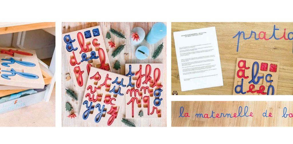 Photographies ensemble alphabet mobile Montessori et plateaux de rangements "Montessori Tidy" des blogs "La vie jolie Julie" et "maternelle bambou" ! Testé pour vous