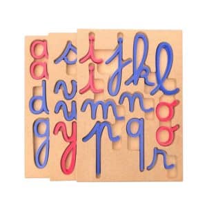 Alphabet mobile Montessori cursif et plateaux de rangement "Montessori Tidy" + livret pédagogique - Lettres mobiles Montessori cursives
